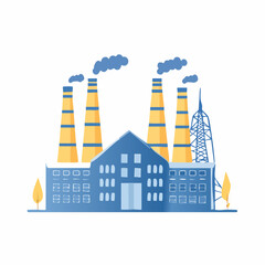 Obraz premium Industrial Factory with Smokestacks and Smoke