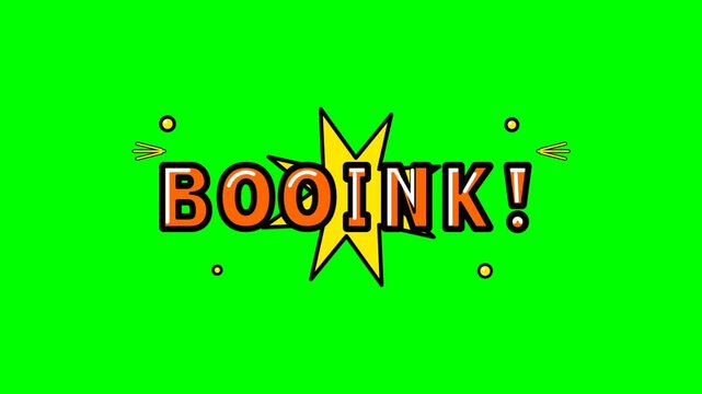 BOOINK Comic Speech Bubble on Green Screen, Cartoon Sound Effect Animation, Pop Art Style.