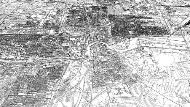 3D looped animation of city - Columbus Ohio, USA