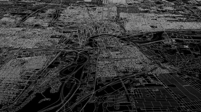 3D looped animation of city - Columbus Ohio, USA