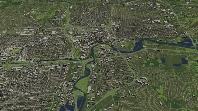 3D looped animation of city - Columbus Ohio, USA