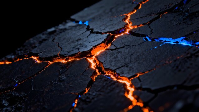 Cracked Surface with LavaLike Glowing Lines