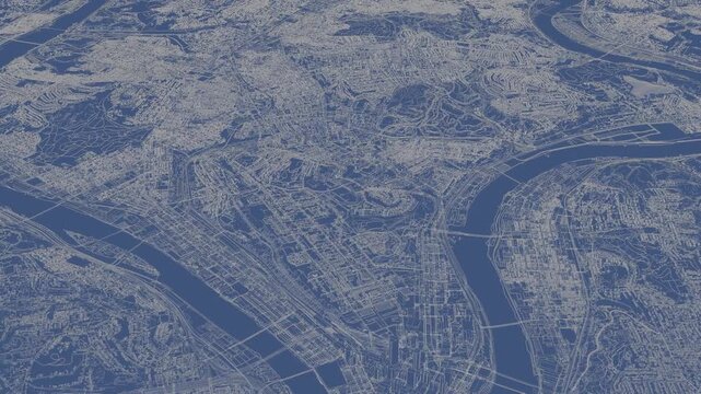 3D looped animation of city - Pittsburgh Pennsylvania, USA