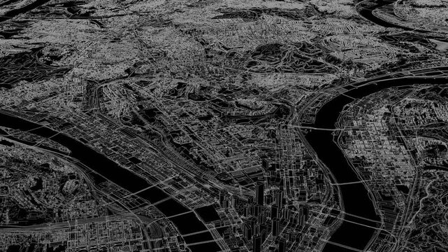 3D looped animation of city - Pittsburgh Pennsylvania, USA