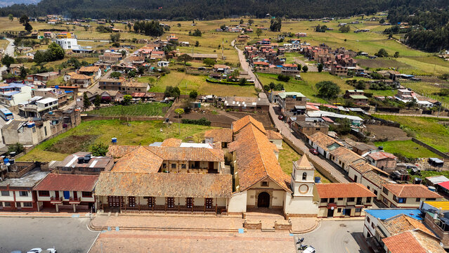 T&oacute;paga, Boyac&aacute; - Colombia. March 2, 2026. Panoramic drone view of the municipality located 84.1 kilometers from Tunja.