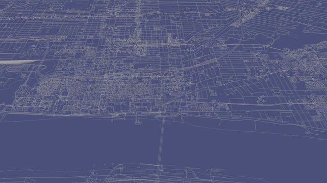 3D looped animation of city - Baton Rouge Louisiana, USA