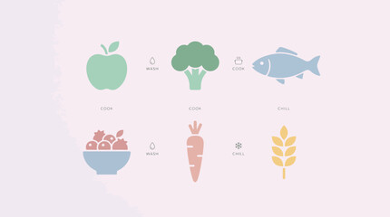 Fototapeta premium A comprehensive visual guide featuring essential food groups for balanced nutrition and a healthy lifestyle, promoting mindful eating and dietary wellness