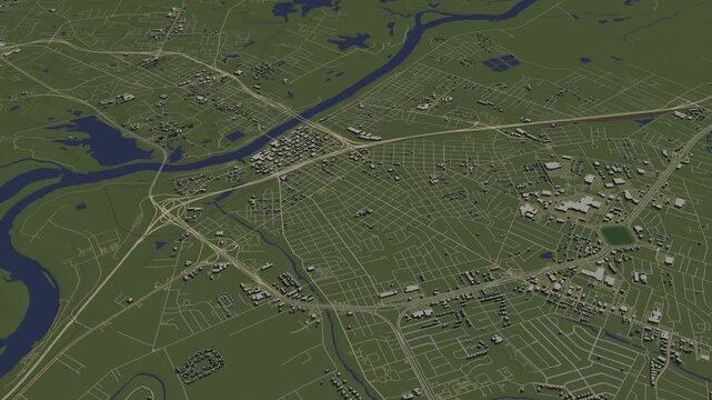 3D looped animation of city - Alexandria Louisiana, USA