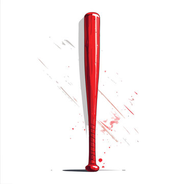 A shiny red baseball bat isolated on a white background.