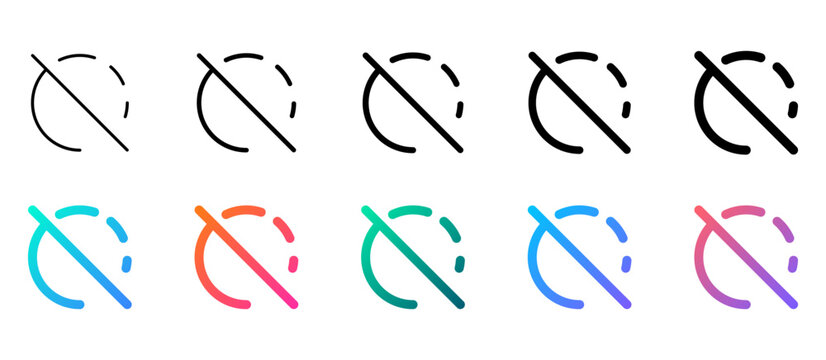 Set of banned circle icons in outline, bold, black, and colorful gradient styles. Ideal for restricted access, blocked actions, error, warning, security, and app interface design.