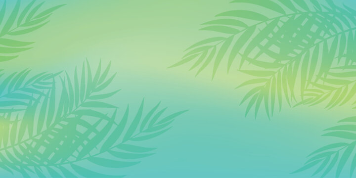 Tropical summer background with tropical palm leaf decoration. Creative design for summer with minimalist leaf shadow effect. Vector illustration EPS. 5