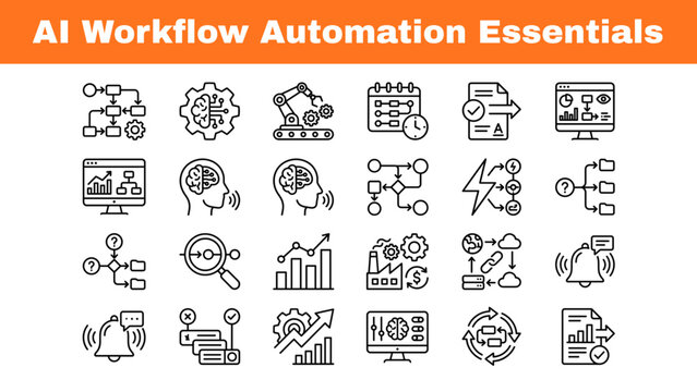 AI Workflow Automation Essentials Icons