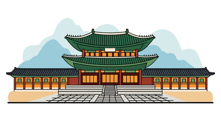 Fototapeta premium Traditional Korean Palace Architecture, Gyeongbokgung Palace, Seoul