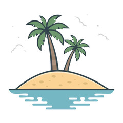 Fototapeta premium Tropical island with palm trees illustration