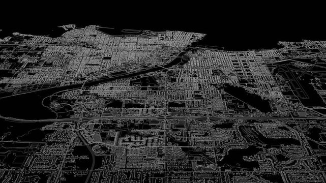 3D looped animation of city - Oshkosh Wisconsin, USA