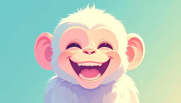Happy Cartoon Monkey with Open Mouth.
