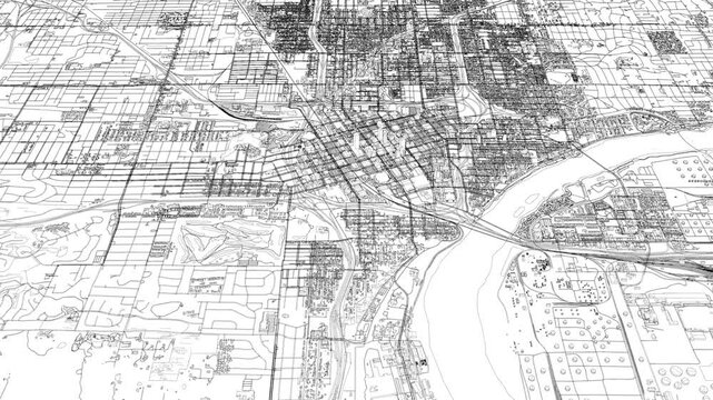3D looped animation of city - Tulsa Oklahoma, USA