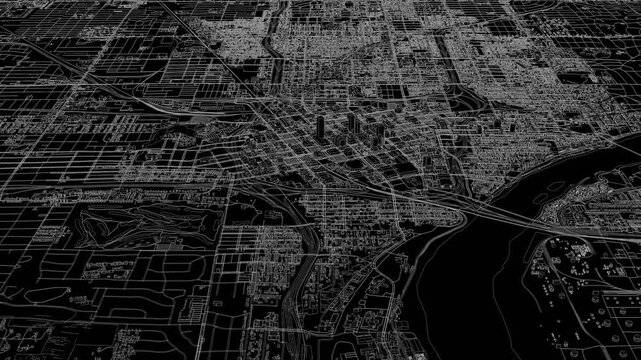 3D looped animation of city - Tulsa Oklahoma, USA