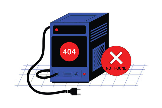 Error 404 computer server not found page vector illustration