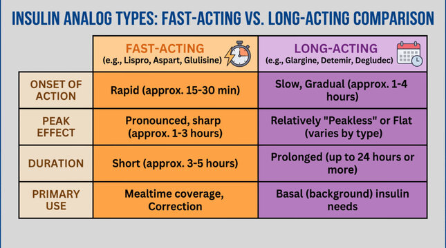 Insulin Analog Types Fast Acting Long Acting Comparison Chart