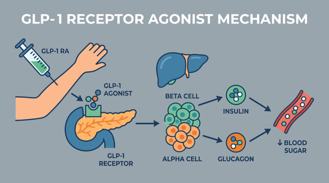 GLP-1 Receptor Agonist Injectable Diabetes Drug Mechanism
