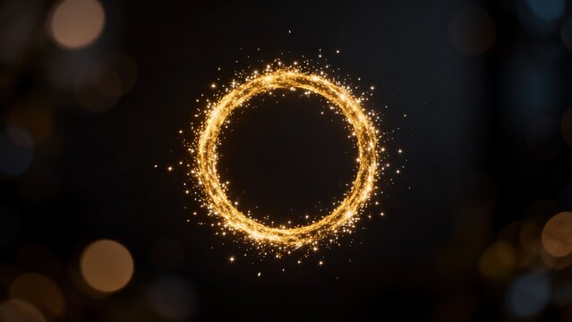 Golden sparkles in circular pattern