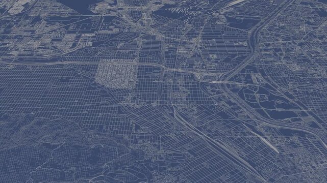 3D looped animation of city - El Paso Texas, USA