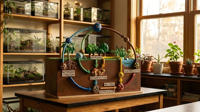 Educational Model of Nitrogen Cycle with Plant Aquarium Setup