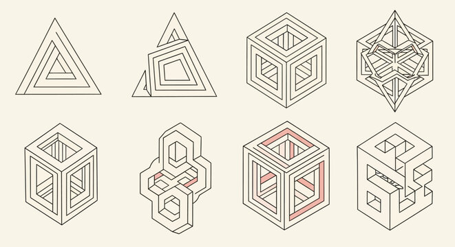 Abstract Geometric Shapes: Optical Illusions & Impossible Objects