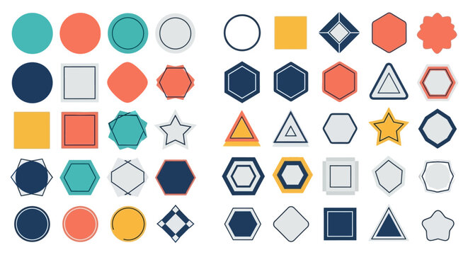 Geometric Shapes Icons Set - Circle, Square, Hexagon, Star & More