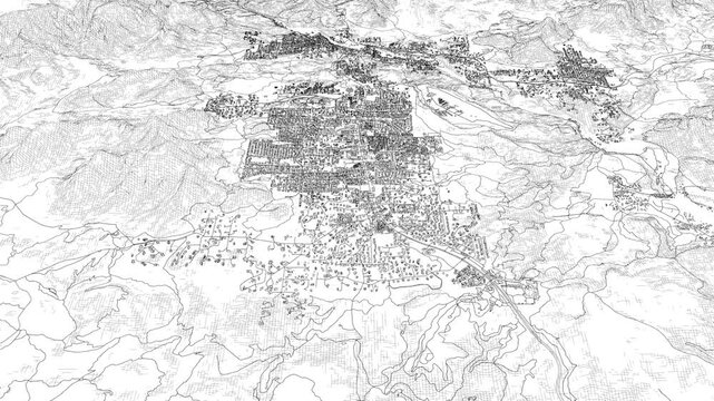 3D looped animation of city - Sedona Arizona, USA