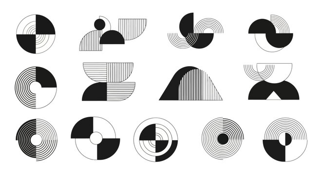 Modern Abstract Geometric Shapes Set, Minimalist Design Elements