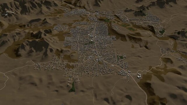 3D looped animation of city - Sedona Arizona, USA