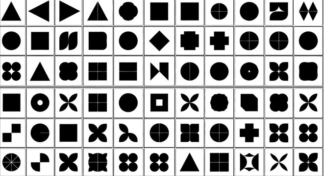 Geometric Shapes Pattern - Black & White Abstract Background