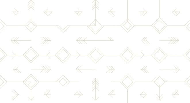 Geometric pattern background with arrows and diamonds on white