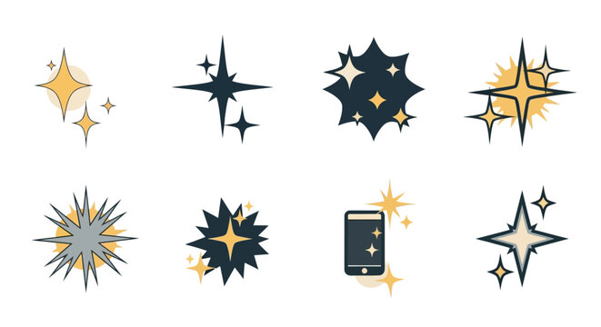 Sparkle Icons Set: Stars, Shine, Sparkle, Glitter, Glow, Magic