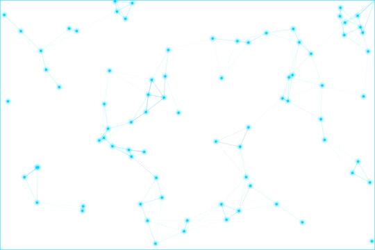 Abstract blue glowing nodes connected by thin lines forming a network pattern