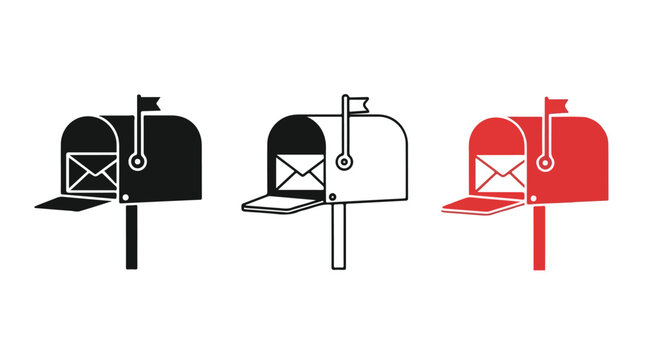 Modern mailbox with a curved top and flag, available in black white and red colors for residential or commercial use