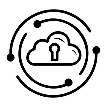 secure cloud Line Icon