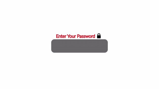 Password Login Screen Animation With Lock Icon and Blinking Cursor on Transparent Background  , Password Entry Interface Animation for data Protection ,User Authentication and Cyber Security in 4K  