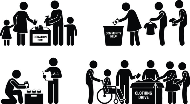 People donating clothes and items to charity