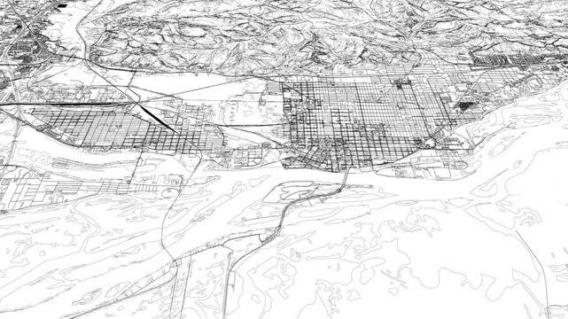 3D looped animation of city - La Crosse Wisconsin USA