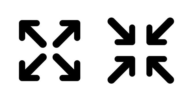 Expand and Collapse Arrow Icons Set Minimal Vector Symbols