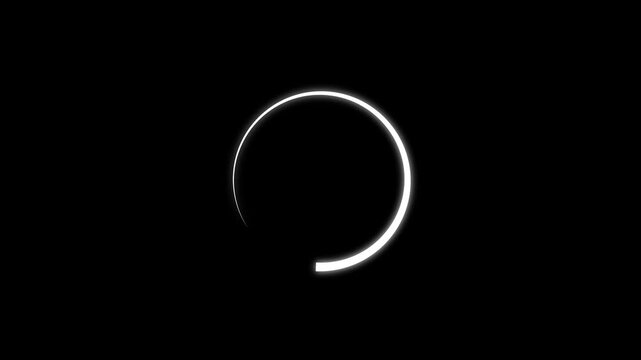 Animation of a loading spinning load wheel. Waiting for download. White circle on a black isolated background.loading wheel oval graphic animation . circle on a black isolated background.4k