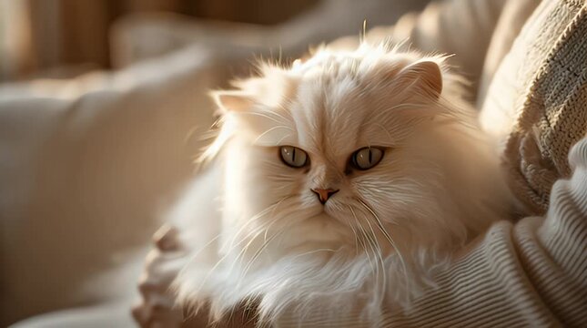Cozy Indoor Persian Cat Moment in Soft Natural Light