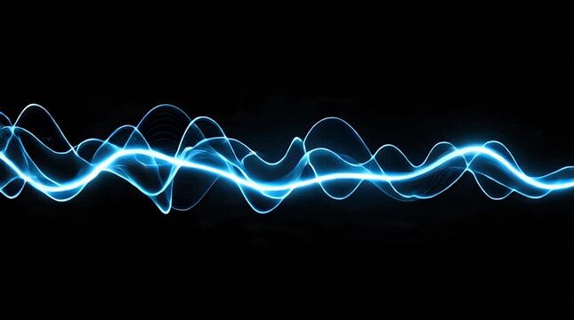 Flowing Single-Line Audio Wave on Dark Background