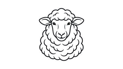 Stylized Sheep Head Icon Vector Illustration, Minimalist Farm Animal Drawing © Deni