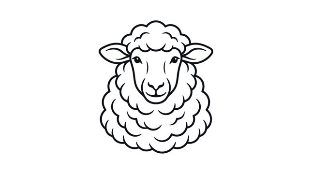 Stylized Sheep Head Icon Vector Illustration, Minimalist Farm Animal Drawing