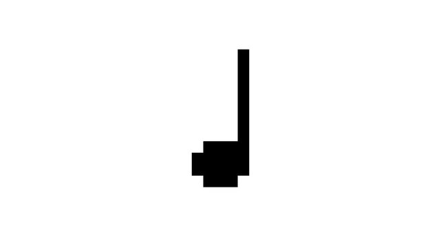 8-bit pixel art music quarter note. looped animation 4k 30fps