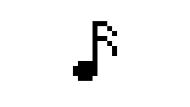 8-bit pixel art music sixteenth note. looped animation 4k 30fps